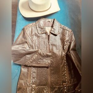 Crippled Creek studded leather jacket rock n roll western medium